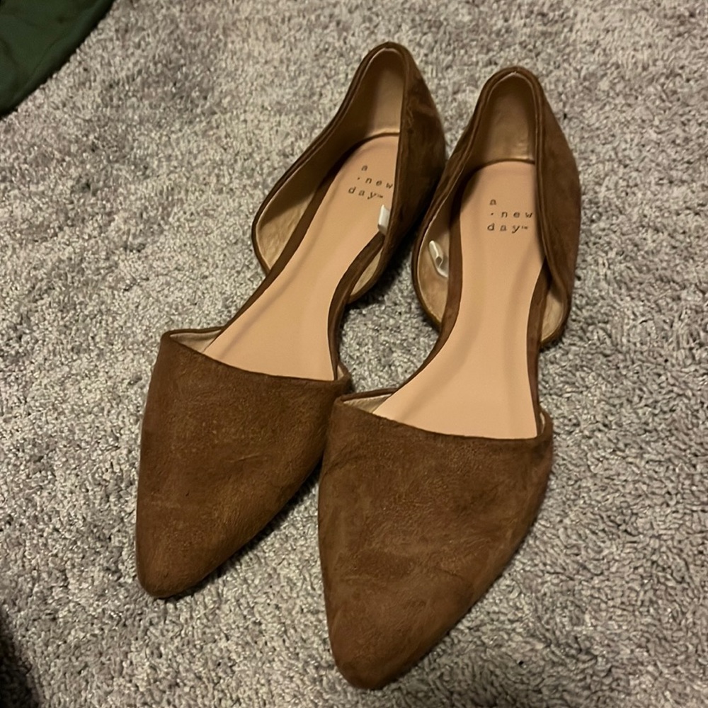 Suede Brown Ballet Flats - Size 8